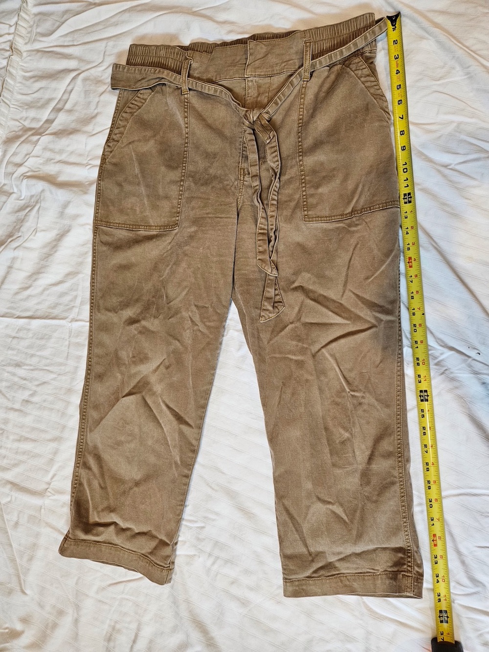 Casual Crop Drawstring Pants in Brown
